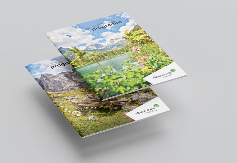 Grafikdesign von Werbung am Inn für das Jahresprogrammheft des Alpenvereins Schärding